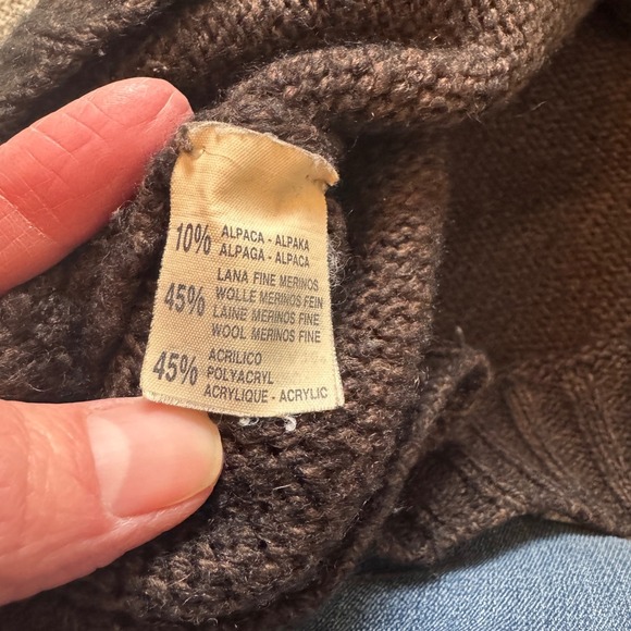 Pal Zileri Sport Italian Alpaca & Merino Brown Knit Sweater with Velvet Panels - Picture 9 of 16